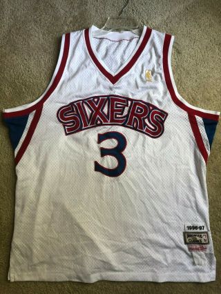 Allen Iverson Sixers 76ers Mitchell Ness 1996 - 97 Basketball Jersey Sz 52 Hwc