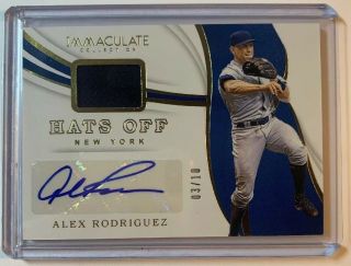 2019 Immaculate Alex Rodriguez Hat Relic Auto Hats Off Game 3/10 Yankees