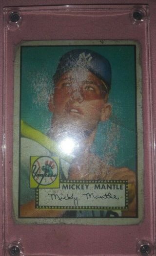 Mickey Mantle Rookie Card 1952 Topps 311 In Screwdown Case Rough Shape Rc