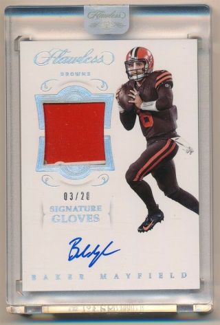 Baker Mayfield 2018 Panini Flawless Rc Autograph 3 Color Glove Patch Auto Sp /20