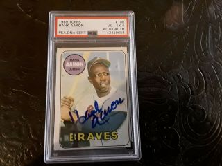 Hank Aaron Autographed Signed 1969 Topps Card 100 Psa Dna Vg Ex 4