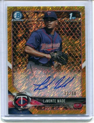 2018 Bowman Chrome Gold Shimmer Refractor 33/50 Auto 1st Rookie Rc Lamonte Wade