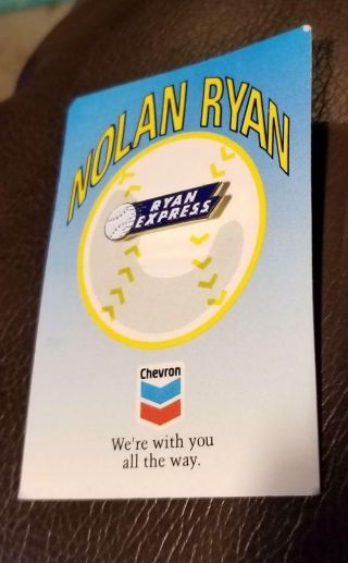 Nolan Ryan Texas Rangers Chevron Gas Oil Promo Pin Ryan Express
