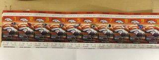 2013 Denver Broncos Season Ticket Strip Sheet Set Peyton Manning Stub 10 Games