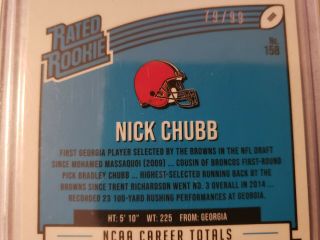 2018 PANINI OPTIC Nick Chubb (BROWNS) RATED ROOKIE AUTOGRAPH AUTO RC 79/99 2
