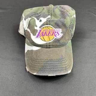 Los Angeles Lakers Mens Baseball Cap Distressed Camo Camouflage Adjustable Hat