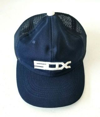 Vintage Chicago White Sox 1980 ' s Trucker Mesh Blue Snapback Baseball Hat Cap 2