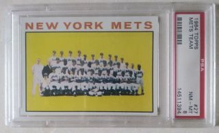 Nm - Psa 8 1964 Topps 27 York Mets Team Card Great Centering