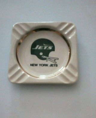 Vintage 1978 York Jets Ceramic Helmet Logo 5 - 1/2 " Square Ashtray