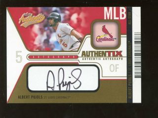 2004 Fleer Authentix Baseball Card Albert Pujols Autographed 60/75 Nrmt