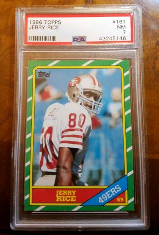 1986 Topps Jerry Rice Rc Rookie 161 Hof Psa 7 Nm Centering 49ers