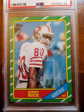 1986 Topps Jerry Rice RC Rookie 161 HOF PSA 7 NM Centering 49ers 2