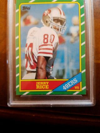 1986 Topps Jerry Rice RC Rookie 161 HOF PSA 7 NM Centering 49ers 3