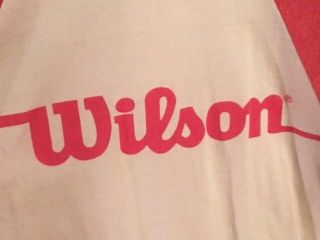 Awesome Vintage Unisex Wilson Sporting Goods T - Shirt White Red 3/4 Sleeves 3