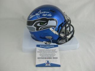 Warren Moon Signed Seattle Seahawks Chrome Speed Mini Helmet W/hof 06 - Beckett