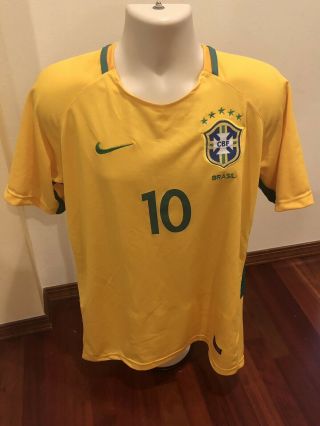 Nike Dri - Fit 2018 Brazil Home Soccer Jersey 10 Neymar Jr World Cup Men Large