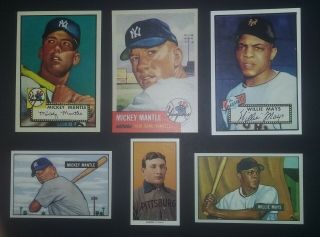 1951 Bowman Mickey Mantle 1951 Bowman Willie Mays 1952 Topps Mickey Mantle,  