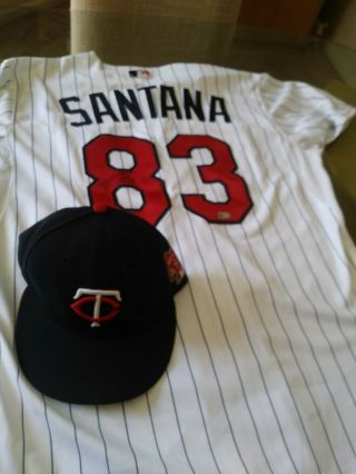 Danny Santana Signed Jersey Game Worn Hat Staring Bid 59 90