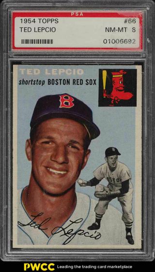 1954 Topps Ted Lepcio 66 Psa 8 Nm - Mt (pwcc)