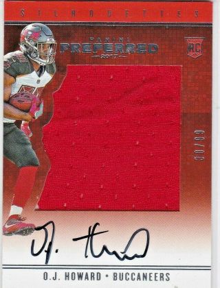 O.  J.  Howard Tampa Bay Buccaneers 2017 Preferred Silhouette Jersey Auto Rc /99