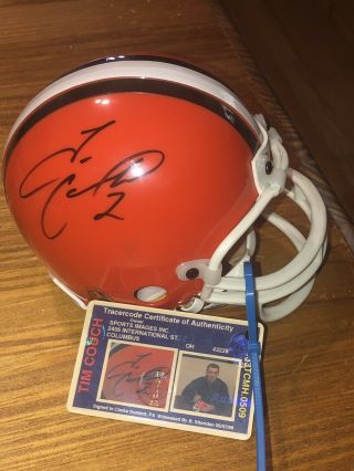 Cleveland Browns Official Signed Riddell Mini Helmet Tim Couch