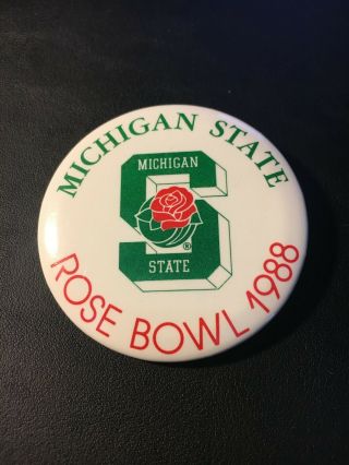 Vintage 1988 Michigan State Spartans Rose Bowl 2.  25 " Button -