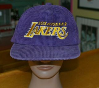 Vintage Og 80s 90s Los Angeles Lakers La Corduroy Ya Slide Fit Hat Cap Nba Fire