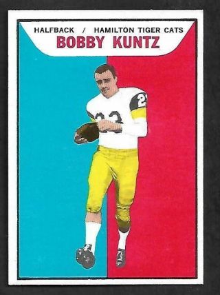 1965 Topps Cfl Football: 54 Bobby Kuntz,  Hamilton Tiger Cats,  Nrmt