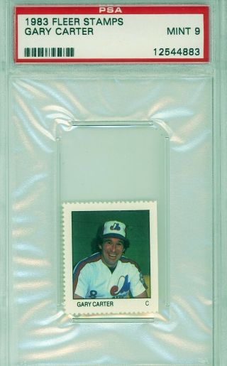 1983 Fleer Stamps Gary Carter Psa 9 Mt Hof York Mets Expos
