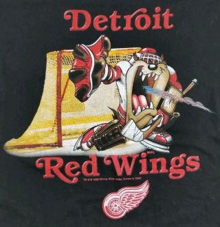 1996 Vintage Looney Tunes Taz Detroit Red Wings Hockey Shirt Xl Mens
