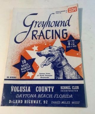 Vintage Greyhound Racing Program 1952 Daytona Beach Florida