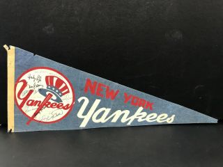 1960’s 1970’s York Yankees Signed Autographed Pennant 13 Signatures Legends