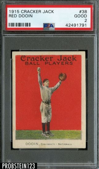 1915 Cracker Jack 38 Red Dooin Cincinnati Psa 2 Good