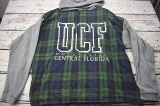 Vintage Ucf University Of Central Florida Seminoles Plaid Hoodie Shirt M