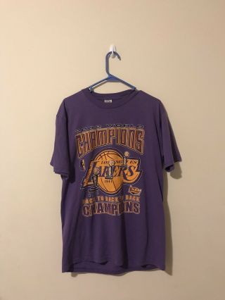 Vintage Lakers Kobe 2002 Nba Back To Back Champions T Shirt Size Large