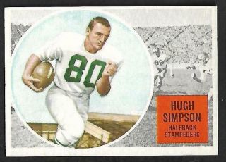 1960 Topps Cfl Football: 29 Hugh Simpson Rc,  Calgary Stampeders