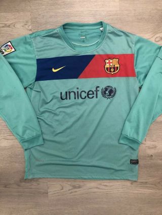 Nike Dri Fit Lionel Messi Fc Barcelona Soccer Jersey Shirt Sz L Turquoise
