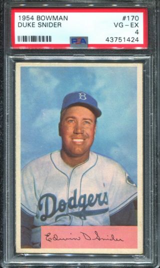 1954 Bowman 170 Duke Snider Psa 4 Vg - Ex Brooklyn Dodgers