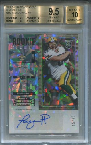 2017 Taysom Hill Panini Contenders Auto Cracked Ice Rc 15/25 Saints Bgs 9.  5/10