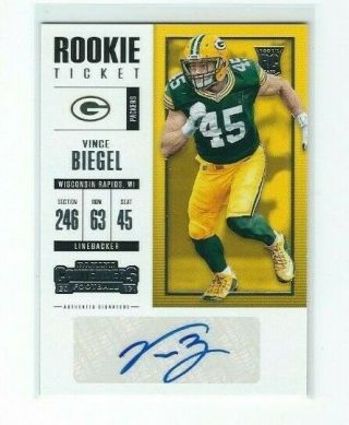2017 Contenders Vince Biegel Auto Rc,  Rookie Ticket Packers