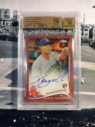 Xander Bogaerts 2014 Topps Chrome Red Refractor Bgs 10/10 Rookie Auto /25