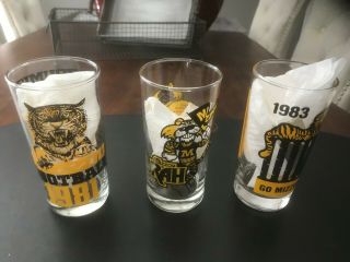 1981 - 1982 - 1983 Mizzou U Of Missouri Tigers Football Glass Tumbler Mfa Oil