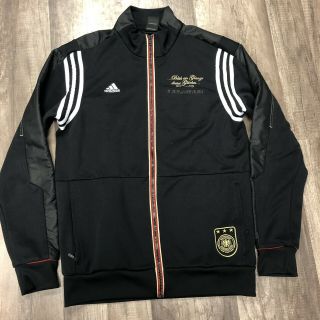 Adidas Germany National Team Soccer Track Jacket Sz M Black Full Zip