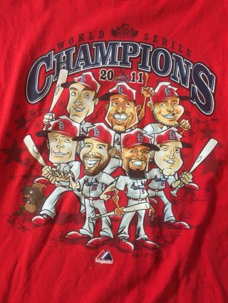 St.  Louis Cardinals 2011 Mlb World Series Team Caricature Logo Xl Red T Shirt