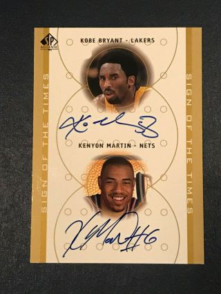 2001 - 02 Sp Authentic Sign Of The Times Autograph Kobe Bryant Kenyon Martin Auto