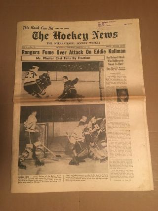 The Hockey News,  Mar 21,  1953,  Vol 6 No 25,  20 P,  12 X 16,  Lumley,  Rollins Cover
