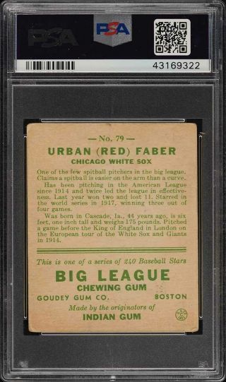 1933 Goudey Red Faber 79 PSA 3 VG (PWCC) 2