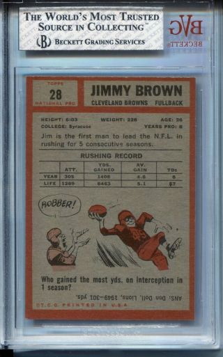 1962 Topps Football 28 Jim Jimmy Brown Card BVG 8 2