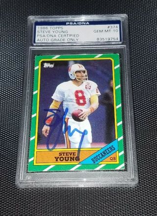 1986 Topps 374 Steve Young Rookie Rc Psa Dna 10 Auto Gem Signed Autograph
