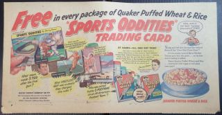 1954 Sports Oddities Trading Cards Quaker Ad Sunday Comics 5/16/54